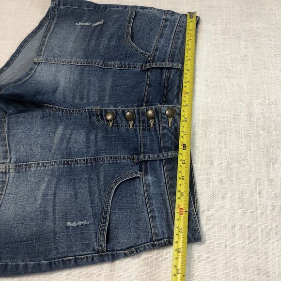 Bongo Shorts Women 11 High Rise Distressed Denim 3” Button Fly 90s Y2K VTG - Picture 7 of 8